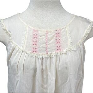 VTG GAYMODE PENNYS Womens (S)‎ Cream Babydoll Cotton Nightgown Cottage Trad USA